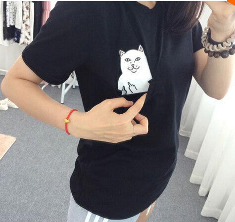 Funny Middle Finger Cat Shirt for Women
